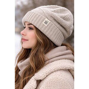 Nirvanna Designs Women’s Gray Merino Wool Knit Beanie Fleece Lined Made in Nepal